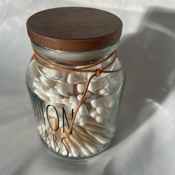 Rae Dunn Cotton Balls & Cotton Swabs Glass Storage Jars - Picture 6 of 7
